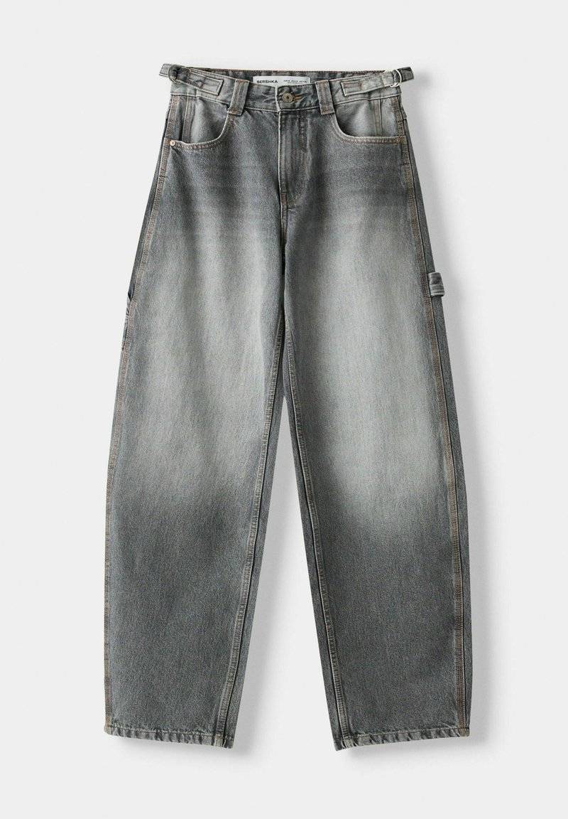 Bershka Bershka WIDE BALLOON CARPENTER - Relaxed fit jeans - grey Muttertagsangebot