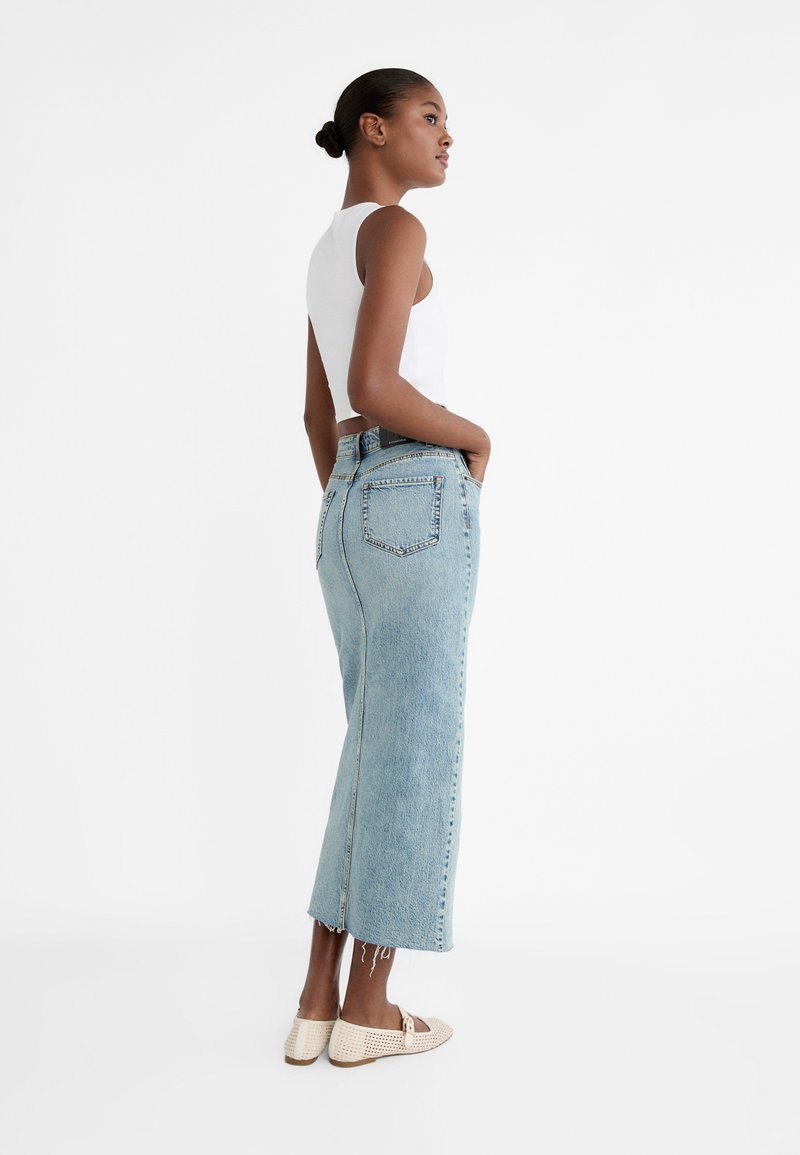 Stradivarius Stradivarius IM COMFORT-FIT - Maxi skirt - stone blue denim Bestseller