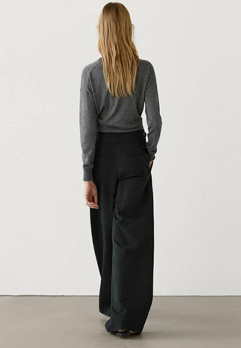 Massimo Dutti Massimo Dutti WIDE-LEG - Trousers - black Kauf eins, bekomm eins gratis