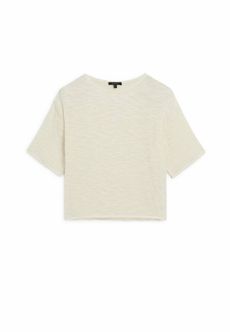 Massimo Dutti Massimo Dutti TEXTURED - Basic T-shirt - beige Muttertagsangebot