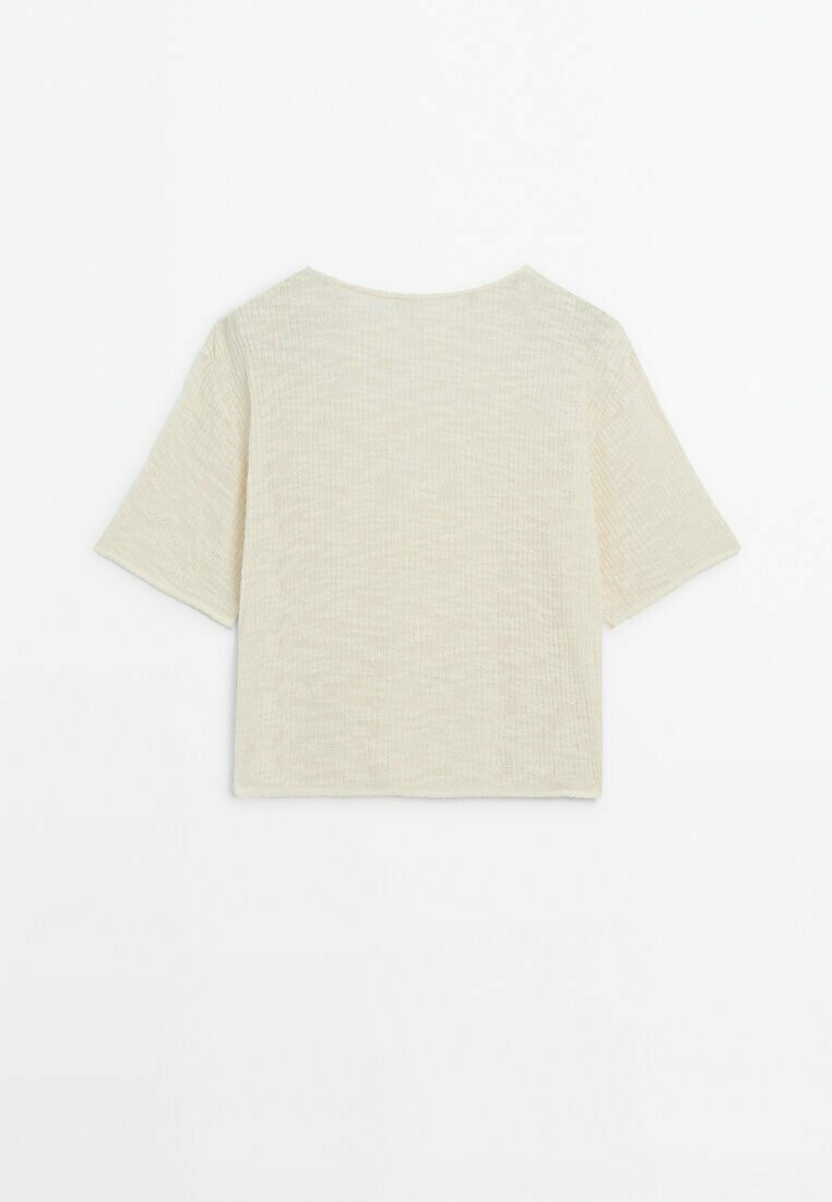 Massimo Dutti Massimo Dutti TEXTURED - Basic T-shirt - beige Muttertagsangebot