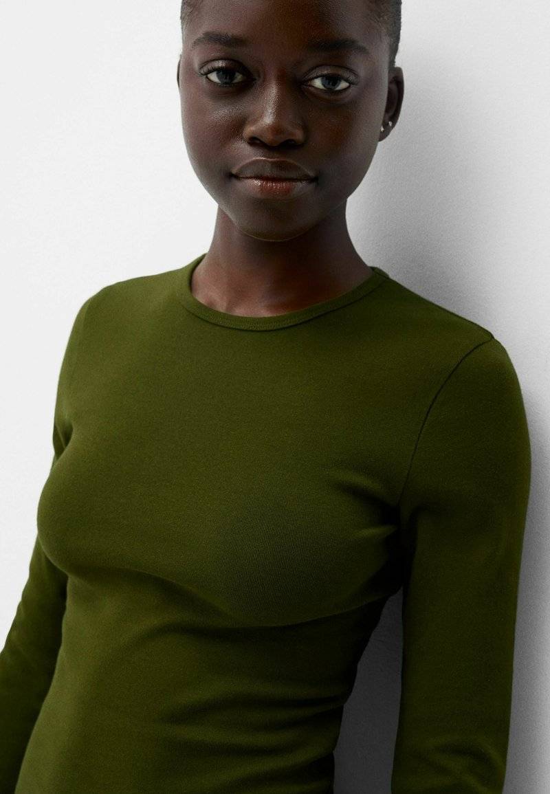 Bershka Bershka LONG SLEEVE - Long sleeved top - green Lagerräumung