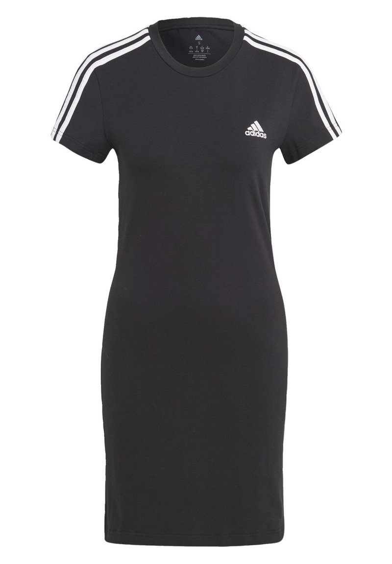 adidas Sportswear adidas Sportswear ESSENTIALS 3-STRIPES SINGLE FITTED - Jersey dress - black white Nur noch ein Tag übrig