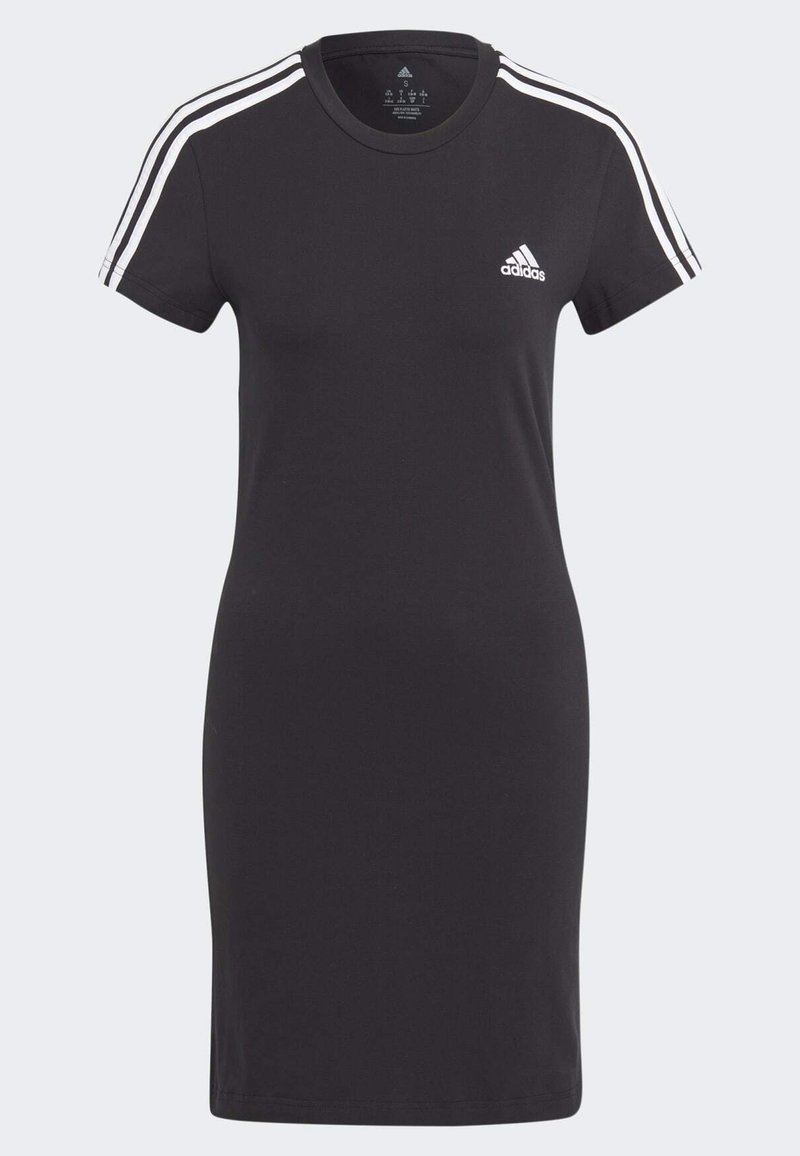 adidas Sportswear adidas Sportswear ESSENTIALS 3-STRIPES SINGLE FITTED - Jersey dress - black white Nur noch ein Tag übrig