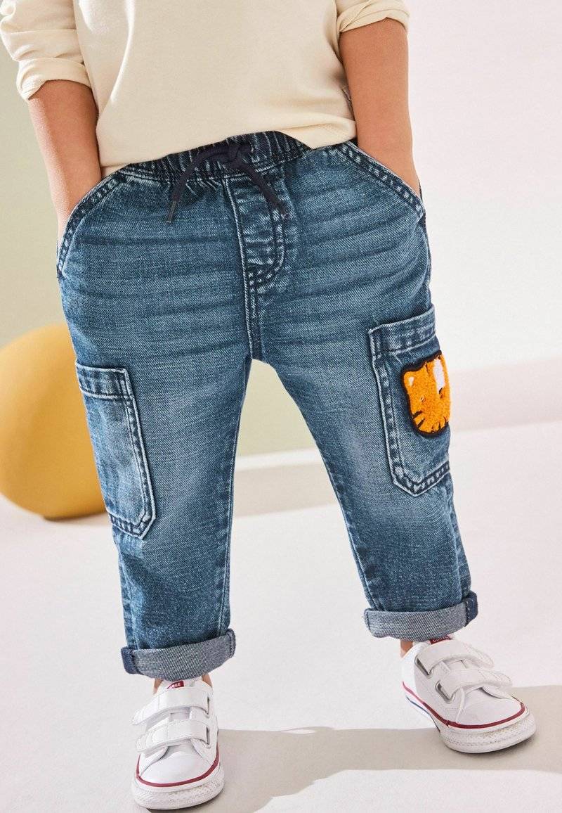Next Next UTILITY - Relaxed fit jeans - mid blue denim with tiger Limitierter Zeitrabatt