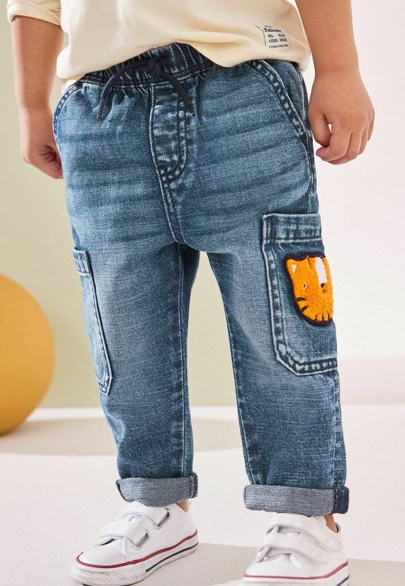 Next Next UTILITY - Relaxed fit jeans - mid blue denim with tiger Limitierter Zeitrabatt
