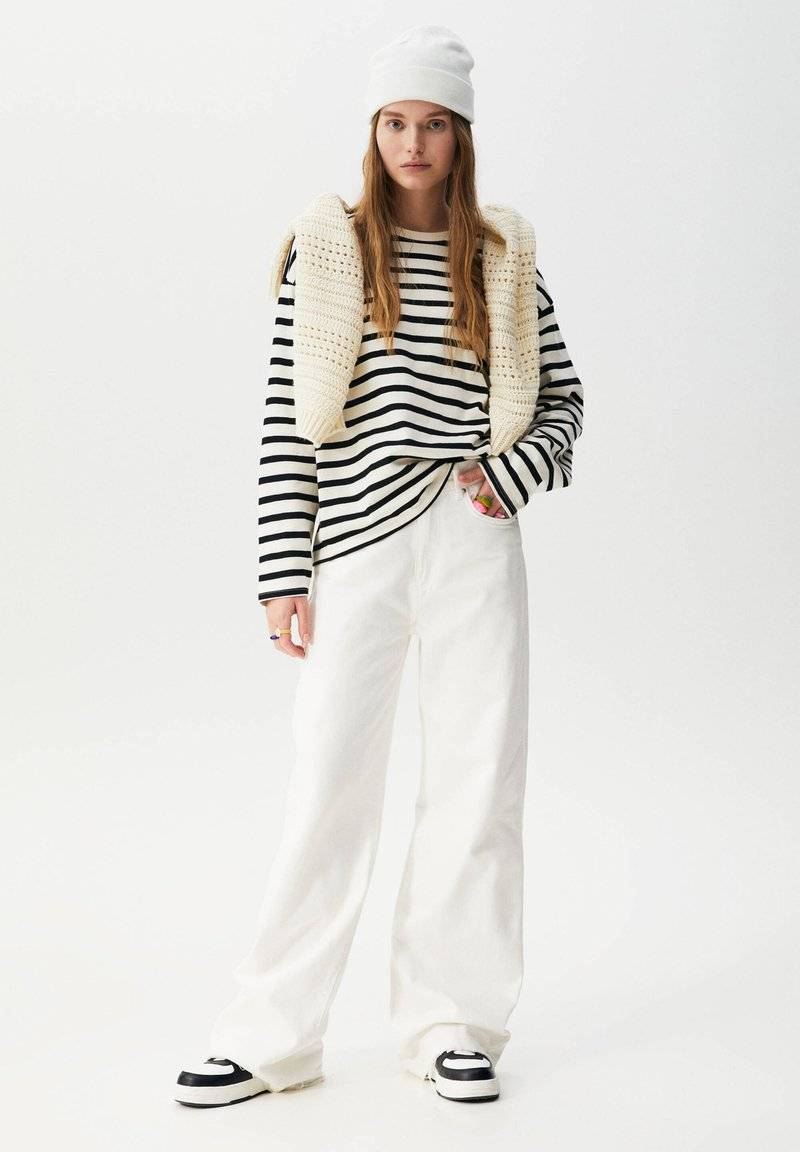 PULL&BEAR PULL&BEAR BASIC - Long sleeved top - mottled black Fabrik Onlineshop
