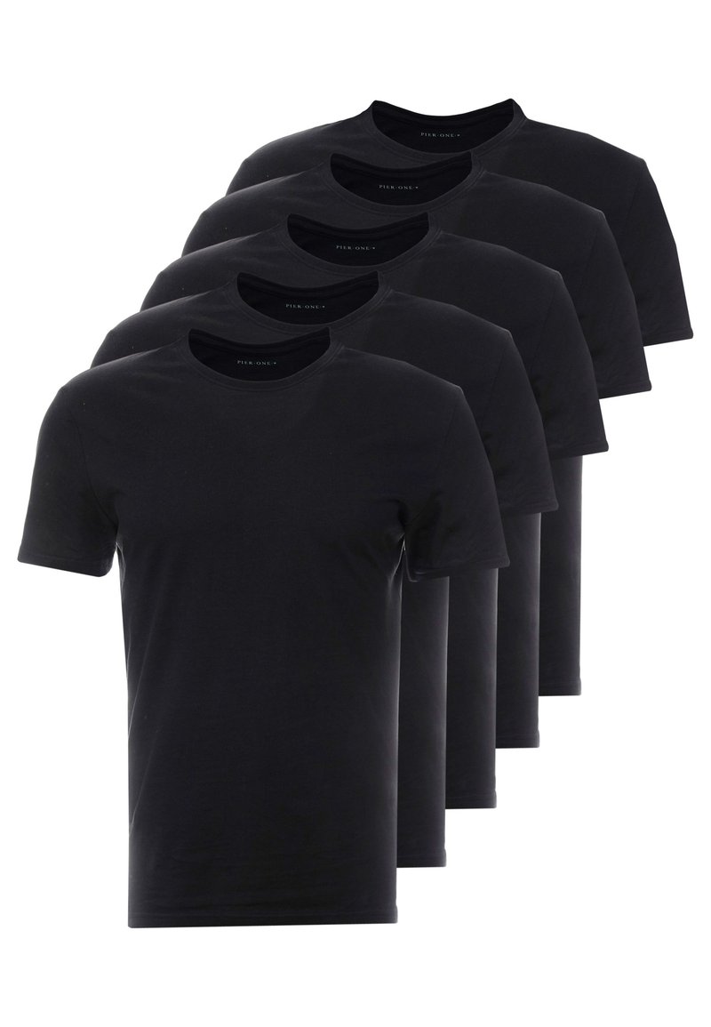 Pier One Pier One 5 PACK - Basic T-shirt - black Fabrikpreis