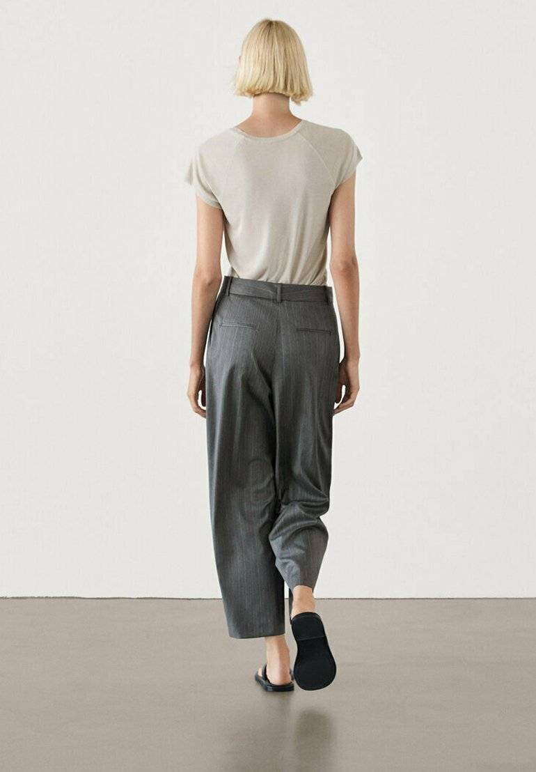 Massimo Dutti Massimo Dutti STRAIGHT-LEG STRIPE - Trousers - dark grey Preisnachlass