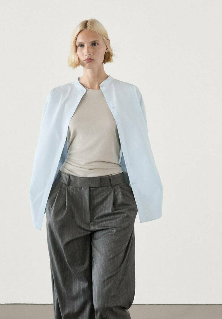 Massimo Dutti Massimo Dutti STRAIGHT-LEG STRIPE - Trousers - dark grey Preisnachlass