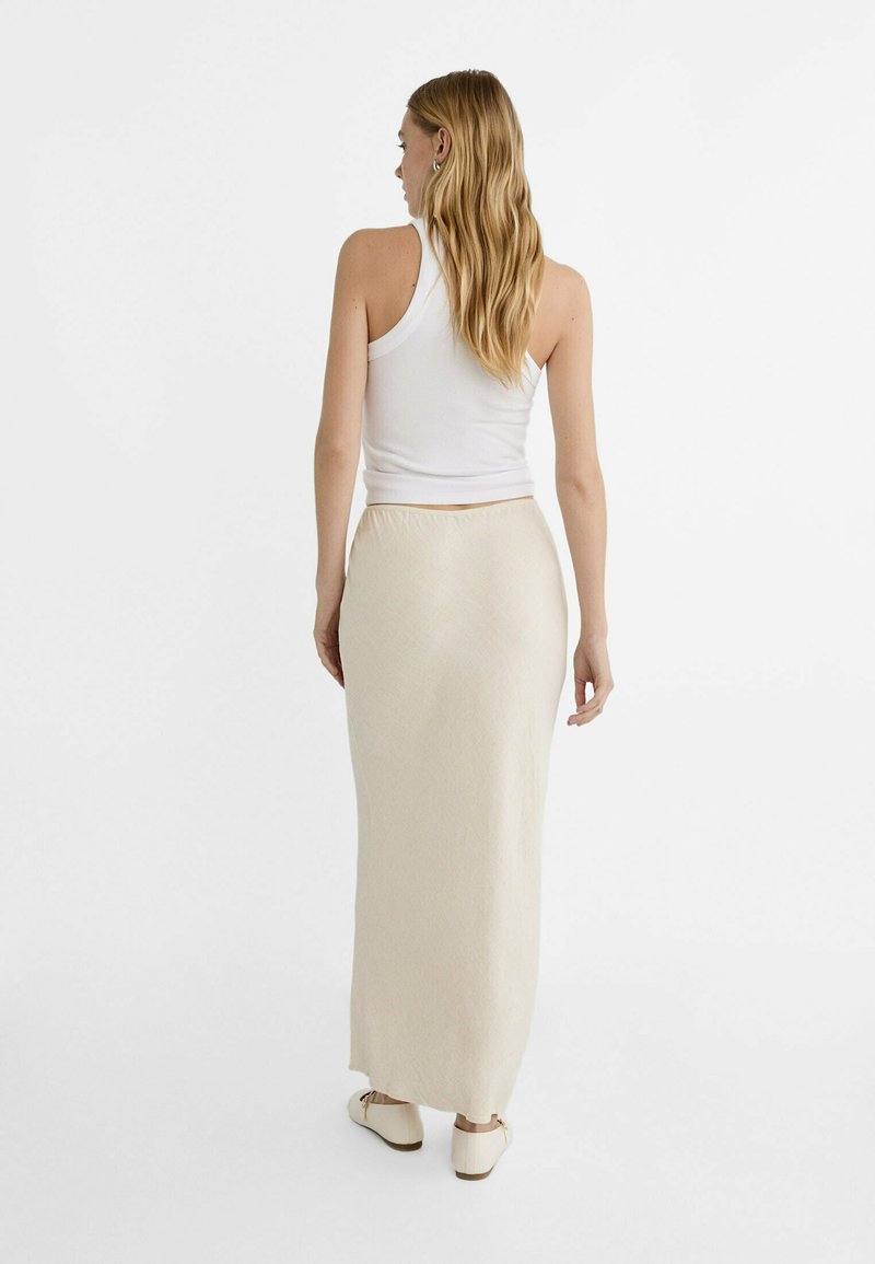 Stradivarius Stradivarius DRAWSTRING MIDI - Maxi skirt - stone Tiefpreis