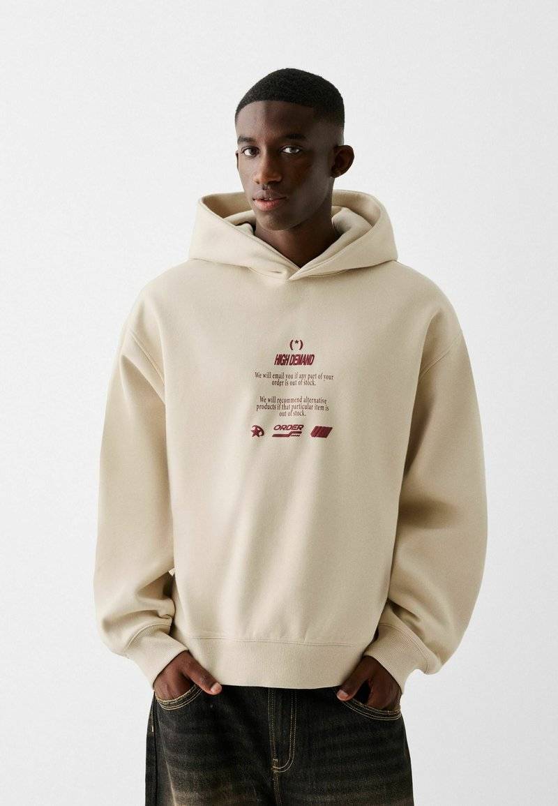 Bershka Bershka PRINTED - HOODIE - Hoodie - beige Zeitbegrenzte Promotion