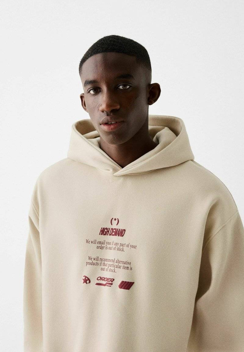 Bershka Bershka PRINTED - HOODIE - Hoodie - beige Zeitbegrenzte Promotion