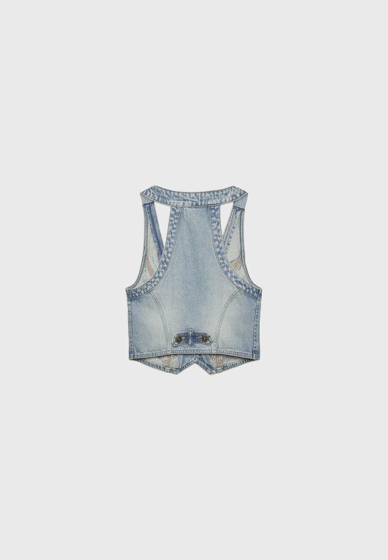 Stradivarius Stradivarius STUDDED - Waistcoat - laser denim Bis zu 65% Rabatt