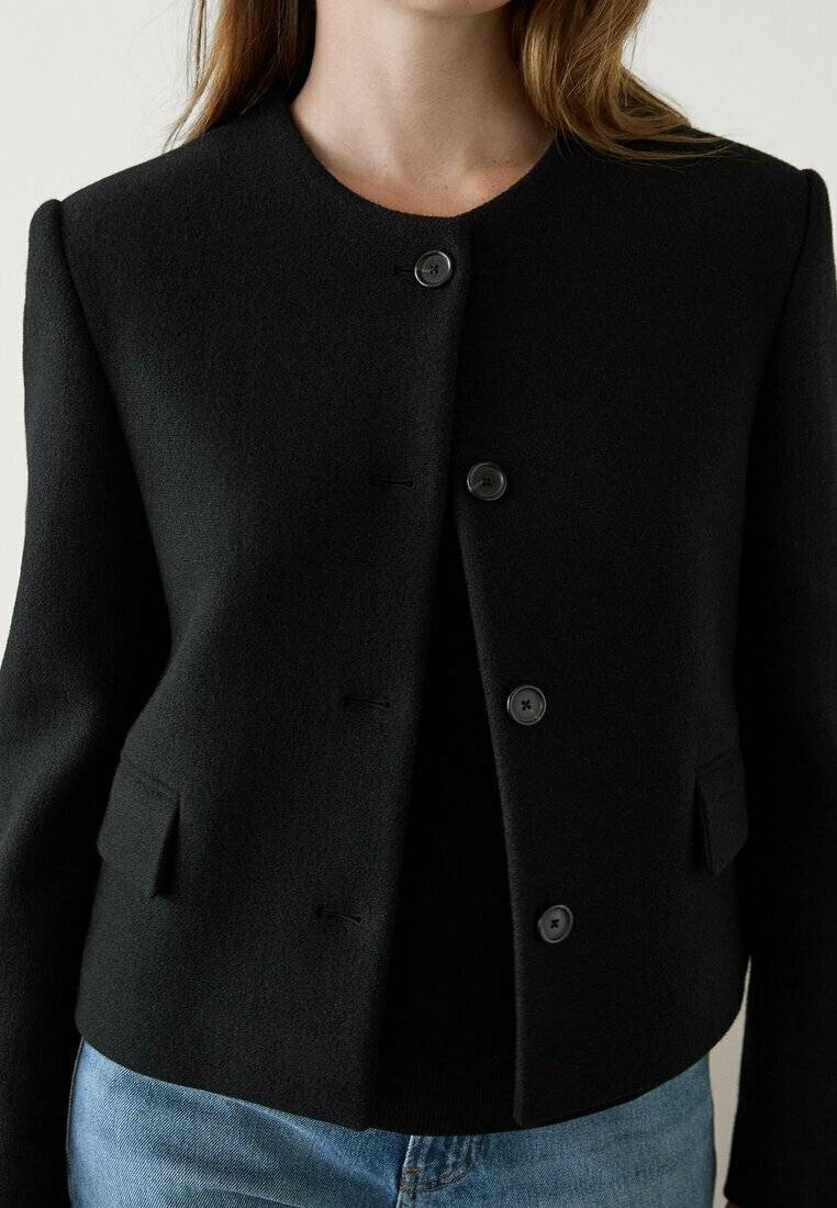 Massimo Dutti Massimo Dutti WITH CREW NECK - Blazer - black Riesige Rabatte