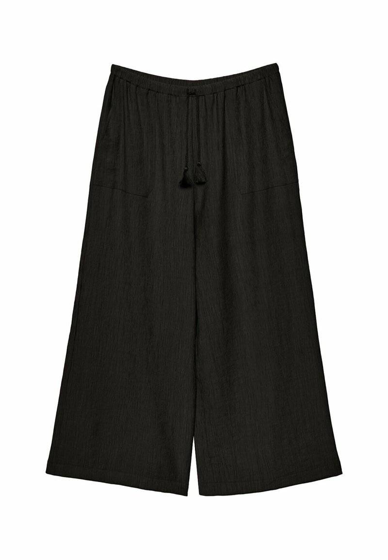 Stradivarius Stradivarius FLOWING CULOTTES - Trousers - black Rabatte dieses Monats